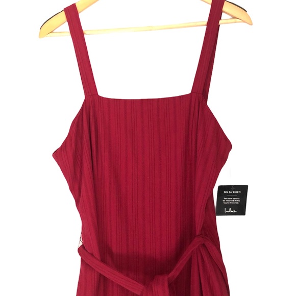 Lulus Red Boho Midi Dress with Pompom Trim - Picture 3 of 15